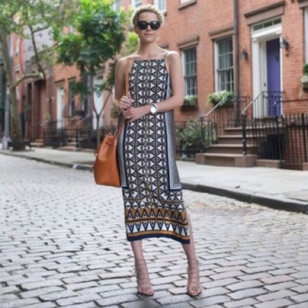Topshop Geometric Midi Dress